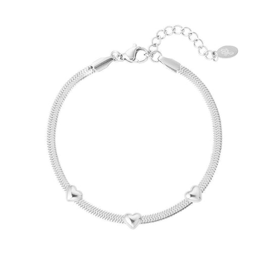 3 hearts bracelet zilver