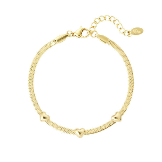 3 hearts bracelet goud