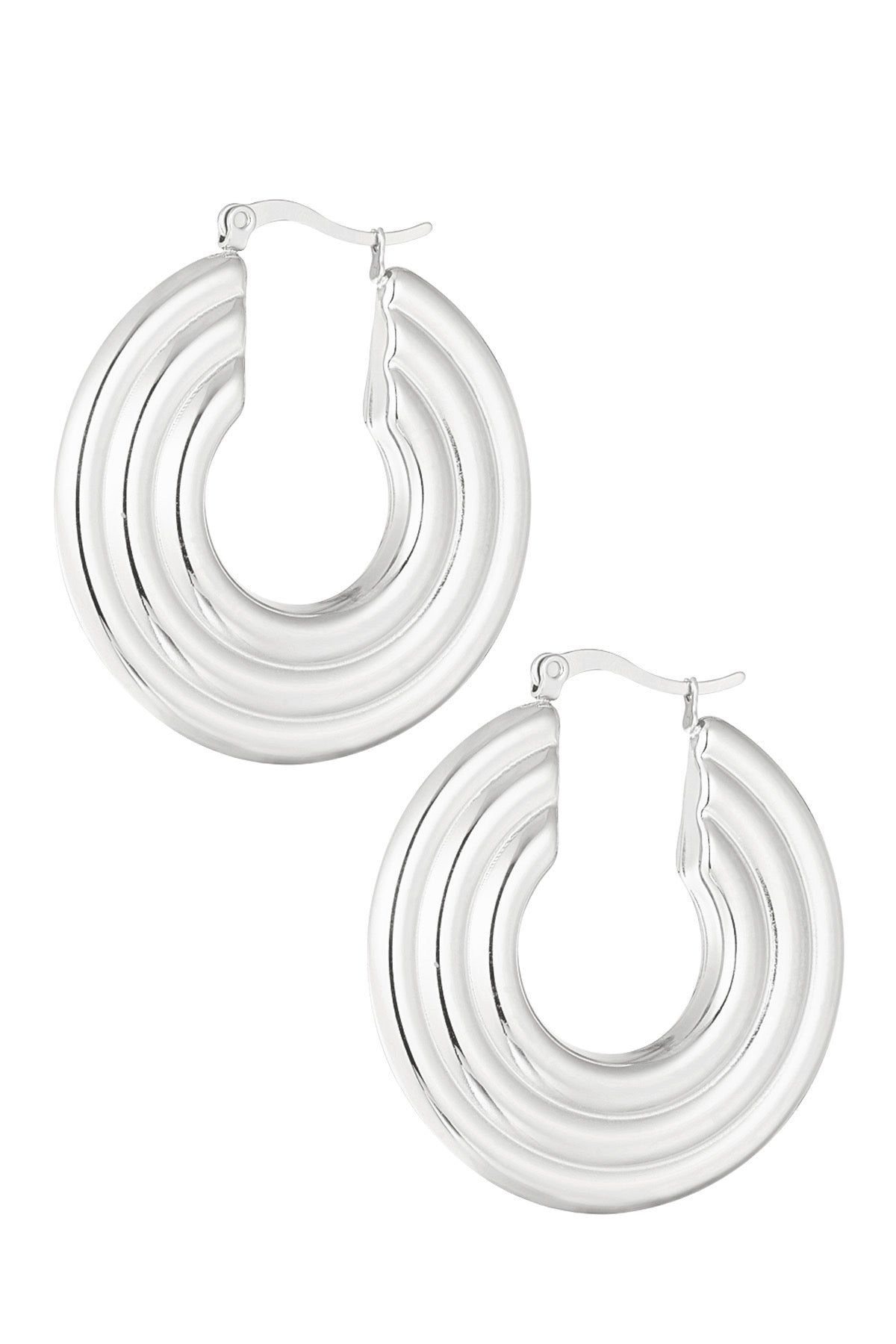 Dubbel cirkel earrings zilver