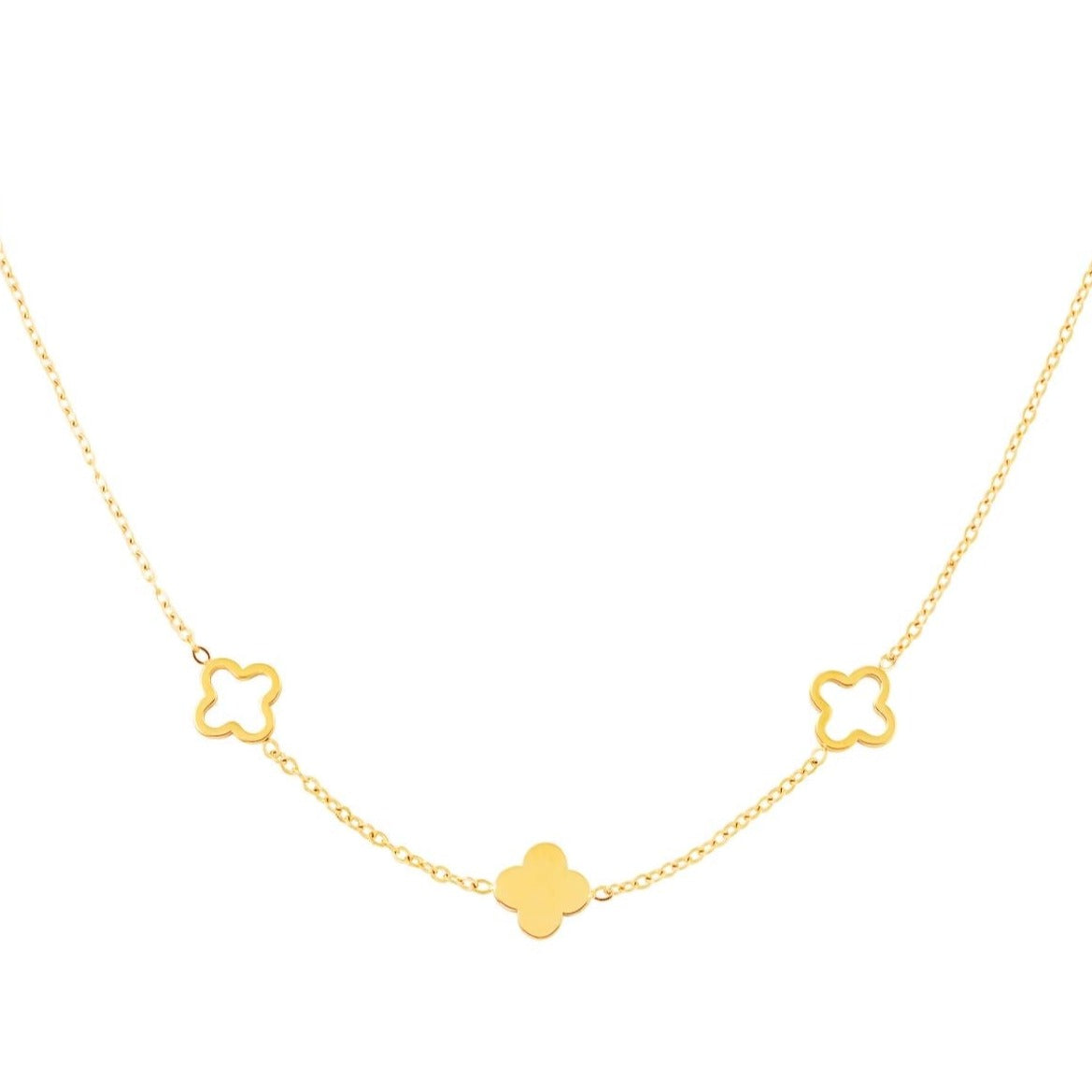 3 klaver necklace goud