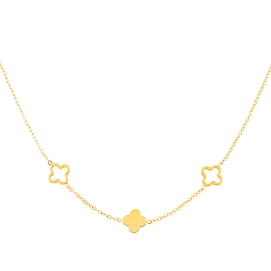 3 klaver necklace goud