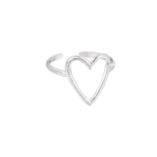 Ring open heart zilver