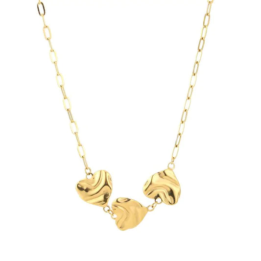 Big 3 hearts ketting goud