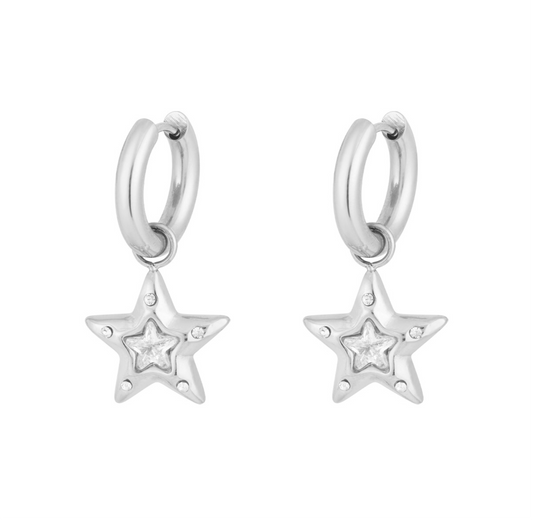 Shining stars oorbellen zilver