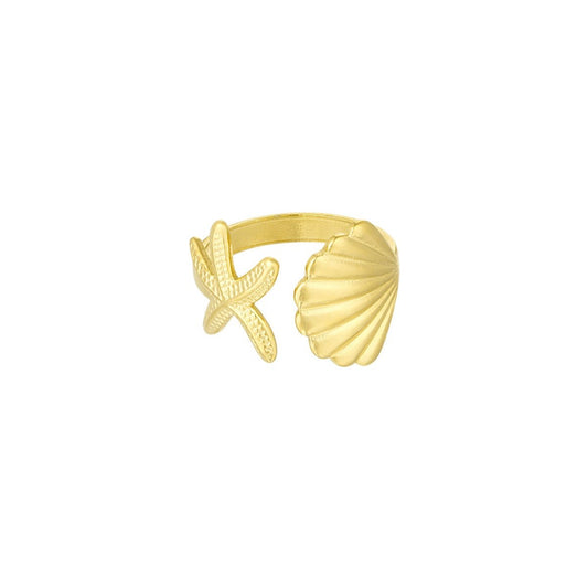 Ring sea shell goud