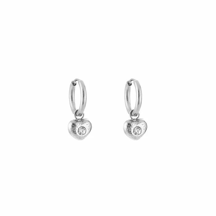 Sparkle heart oorbellen zilver