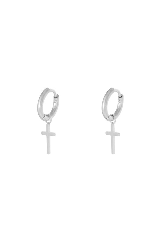 Kruis earrings zilver