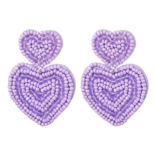 Earrings big heart paars